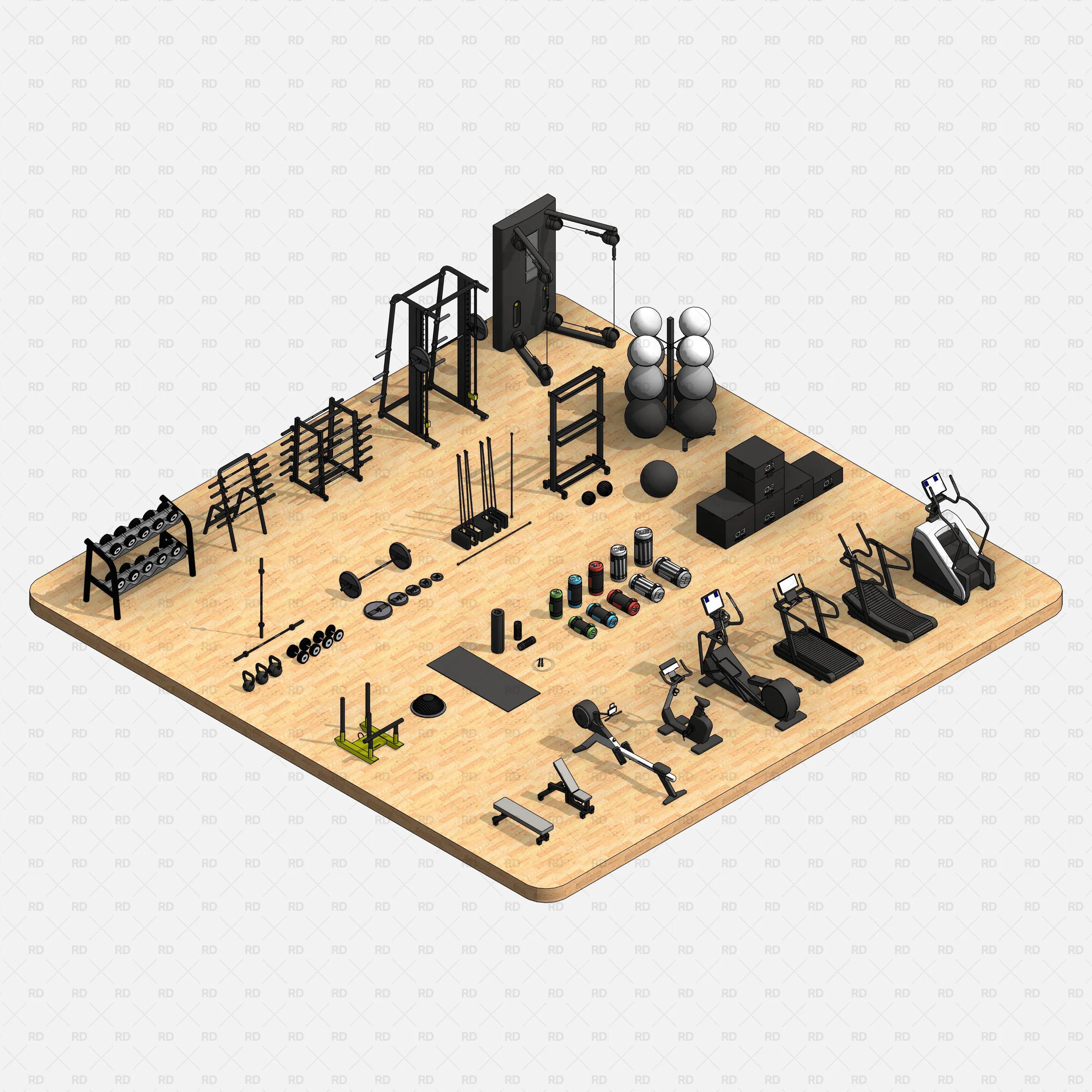 Revit Gym Equipment 01 - Cardio and Functional Training